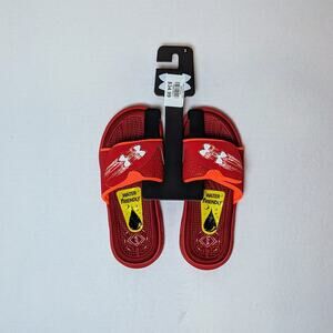 NWT Under Armour Mercenary Slides Size 2 Youth Red Water Shoes 3026154-600